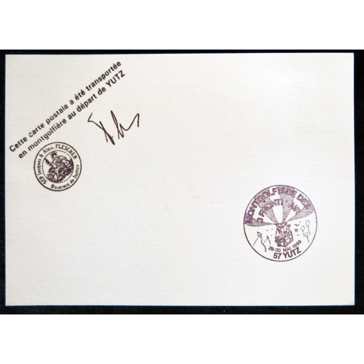 Carte souvenir : Mongolfiades des 3 fronti'Air avec signature aéronaute 29/05/1999