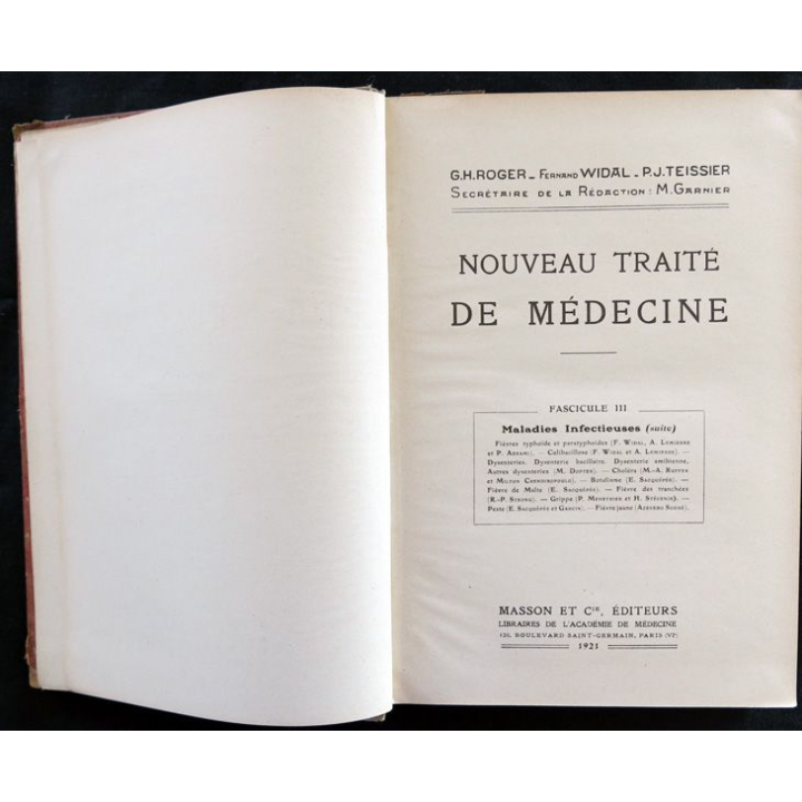Nouveau traité de médecine Fascicule III Maladies infectieuses (1922)