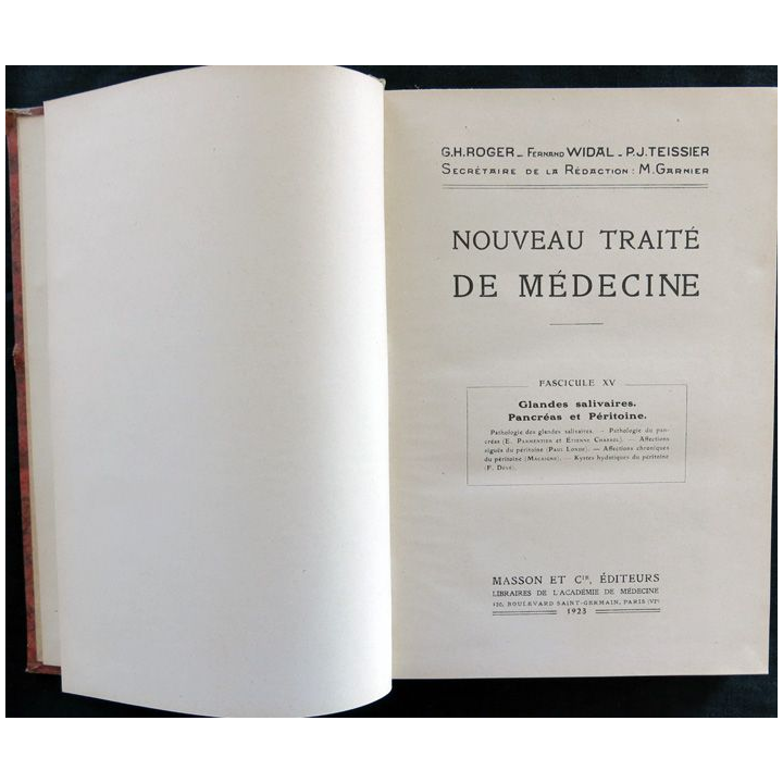 Nouveau traité de médecine Fascicule XV Glandes salivaires