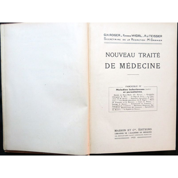 Nouveau traité de médecine Fascicule IV Maladies infectieuses et parasitaires