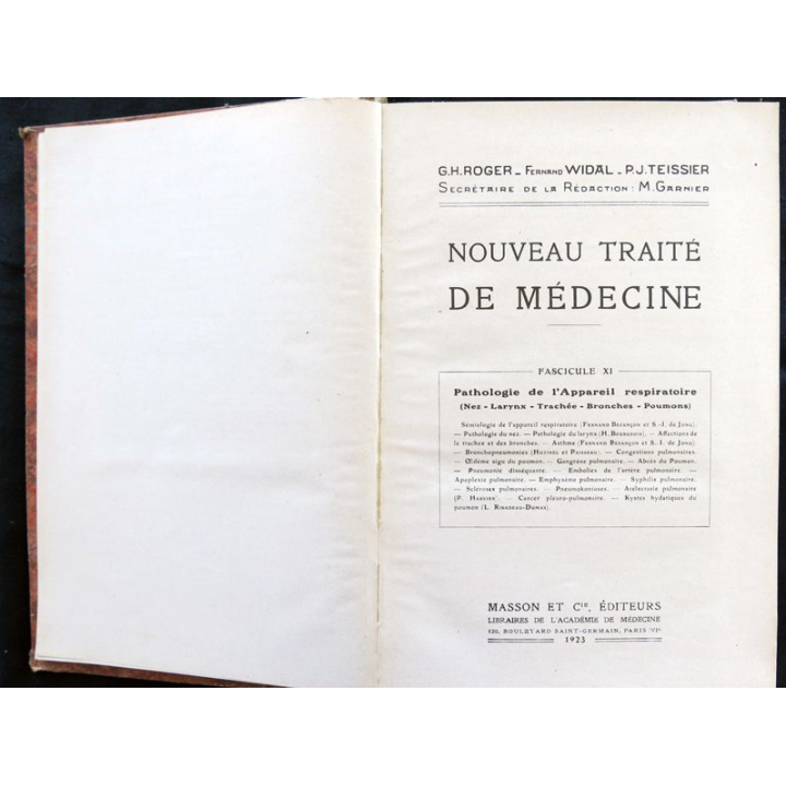 Nouveau traité de médecine Fascicule XI Pathologie de l'appareil respiratoire