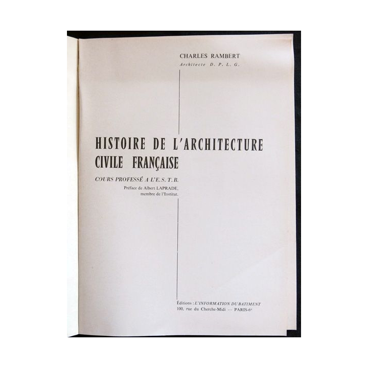 Histoire de l'architecture civile française de Charles Rambert