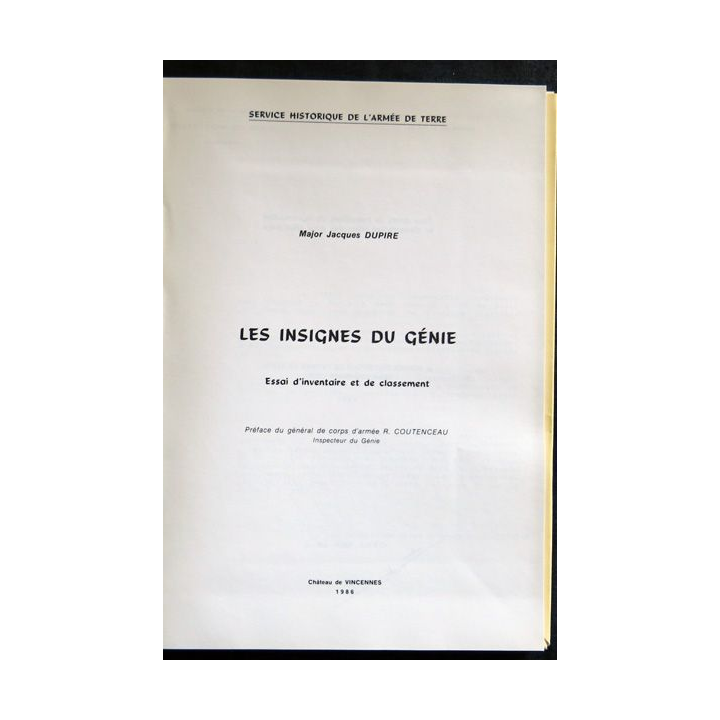 Les insignes du Génie Fascicules Texte et planches SHAT 1986