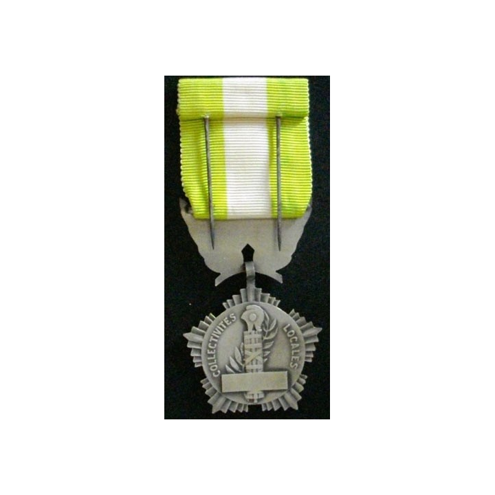 FRANCE : médaille des collectivités locales en métal argenté grand module signée Crouzat