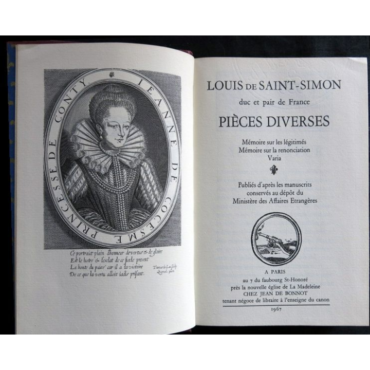 Pièces diverses de Louis de Saint-Simon aux Editions Jean Bonnot Editeur 1967