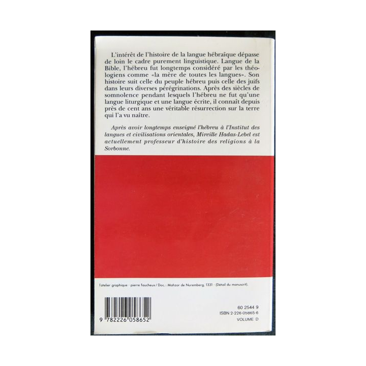 L'Hebreu 3000 ans d'histoire de Mireille Hadas-Lebel aux Editions Albin Michel