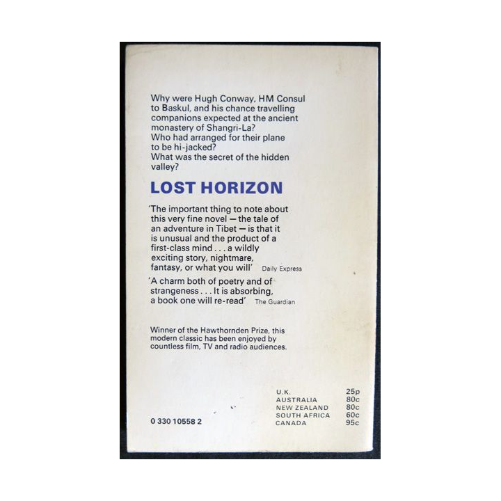Lost Horizon de James Hilton aux Editions Pan Books Ttd London