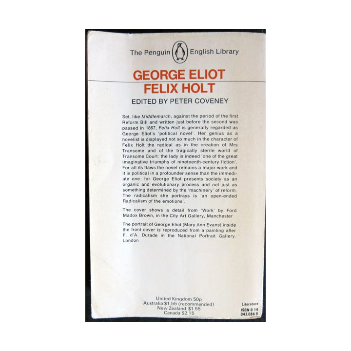 Felix Holt The Radical de Georges Eliot aux Editions Penguin Books