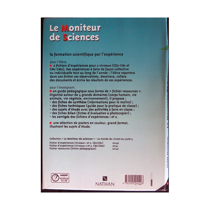 Le Moniteur de Sciences Cycle 3 Le monde du vivant -Fichier Ressource de Bernadette Bornancin aux Editions Nathan