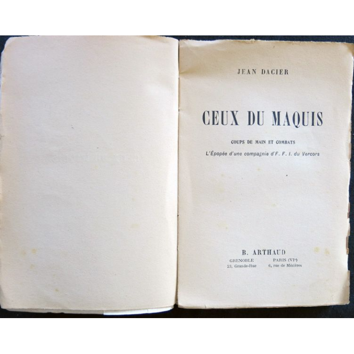 Ceux du Maquis de Jean Dacier aux Editions Arthaud