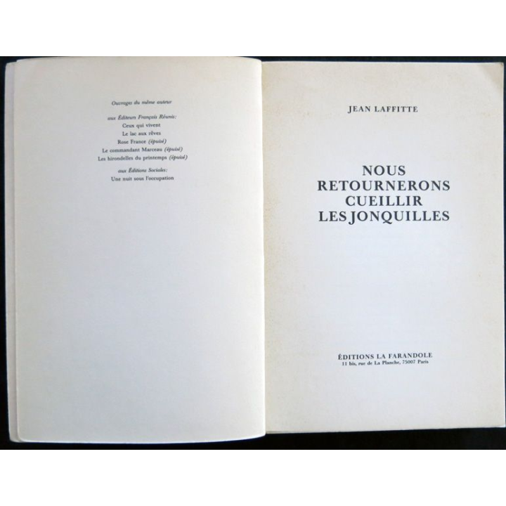 Nous retournerons cueillir les jonquilles de Jean Lafitte aux Editions  La Farandole