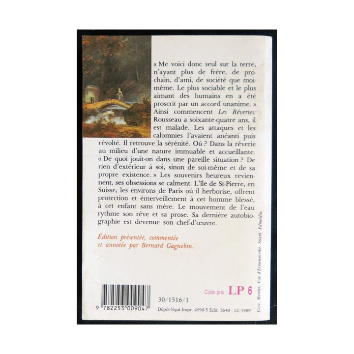 les rêveries du promeneur solitaire de Jean-Jacques Rousseau aux Editions Le Livre de Poche