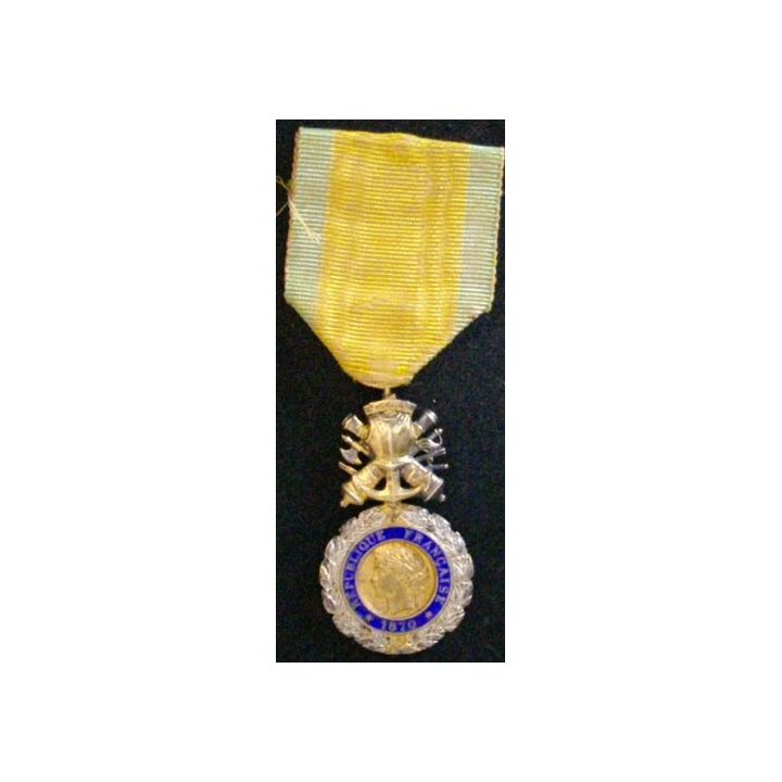 FRANCE : Médaille militaire 1870 3° république en argent émaux parfaits ruban défraîchi