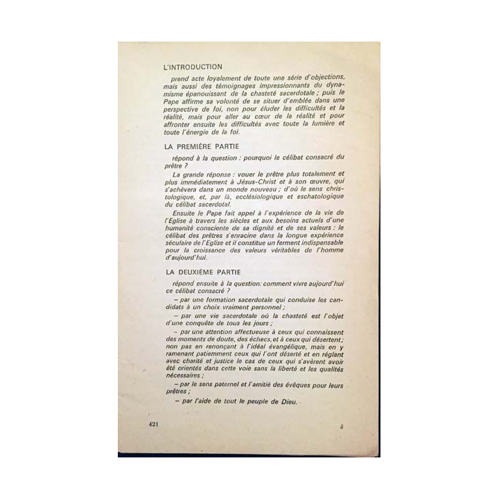 1. Cahiers d'action religieuse et sociale - Le célibat sacerdotal de Paul VI aux éditions Saint-Paul 1967