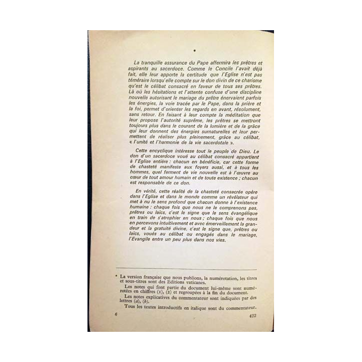 1. Cahiers d'action religieuse et sociale - Le célibat sacerdotal de Paul VI aux éditions Saint-Paul 1967