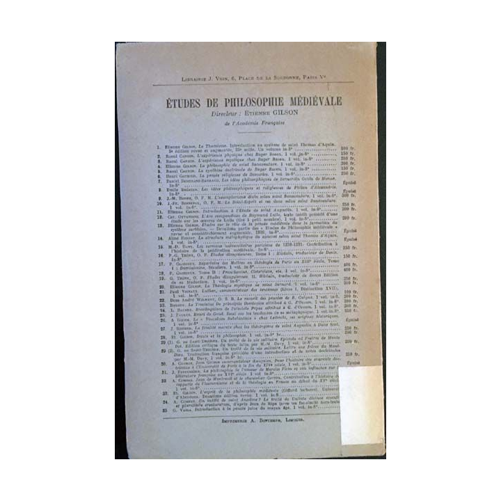 1. L'être et l'essence de Étienne Gilson aux éditions J.Vrin 1948