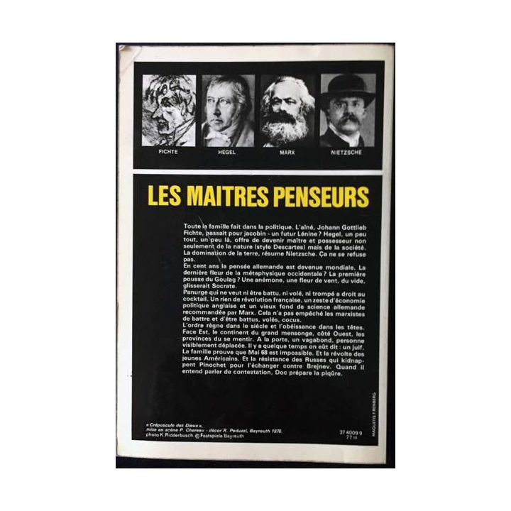 1. Les maîtres penseurs de André Glucksmann aux éditions Grasset