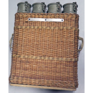 Panier de transport en osier pour 4 obus d'artillerie suisse années 1980