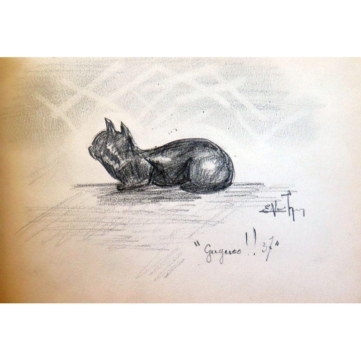 carnet de croquis en cuir de dessins originaux (Faye, ? ...) 1931