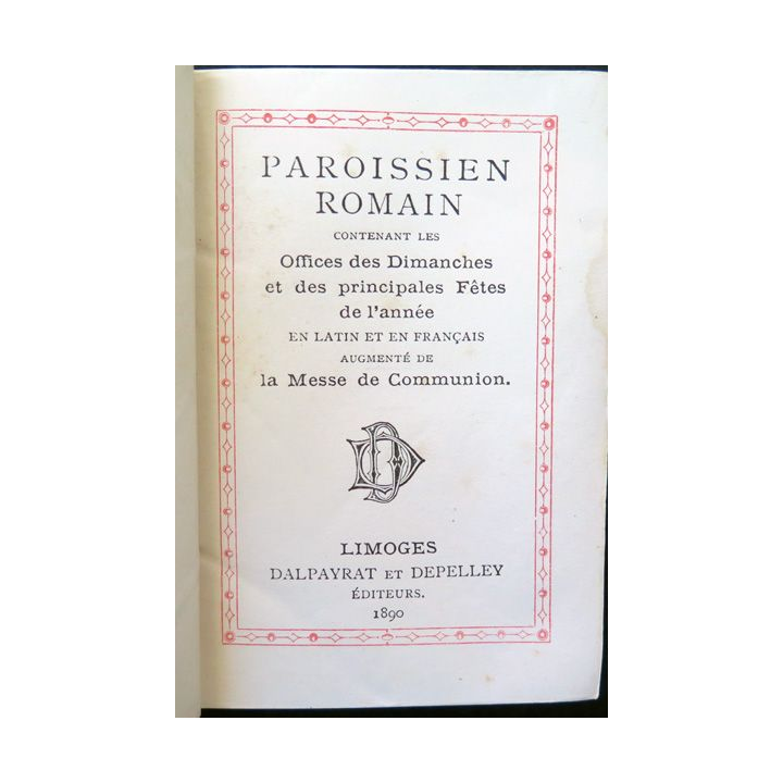 Missel Paroissien romain n° 6 1890 couverture en os ?