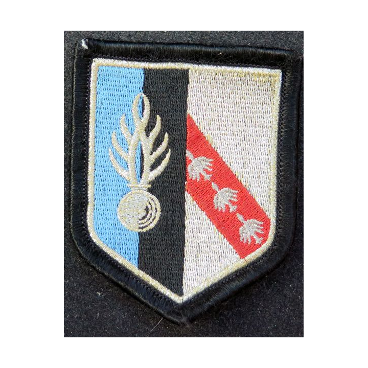 Insigne tissu Gendarmerie Zone de défense Metz sur scratch grenade blanche