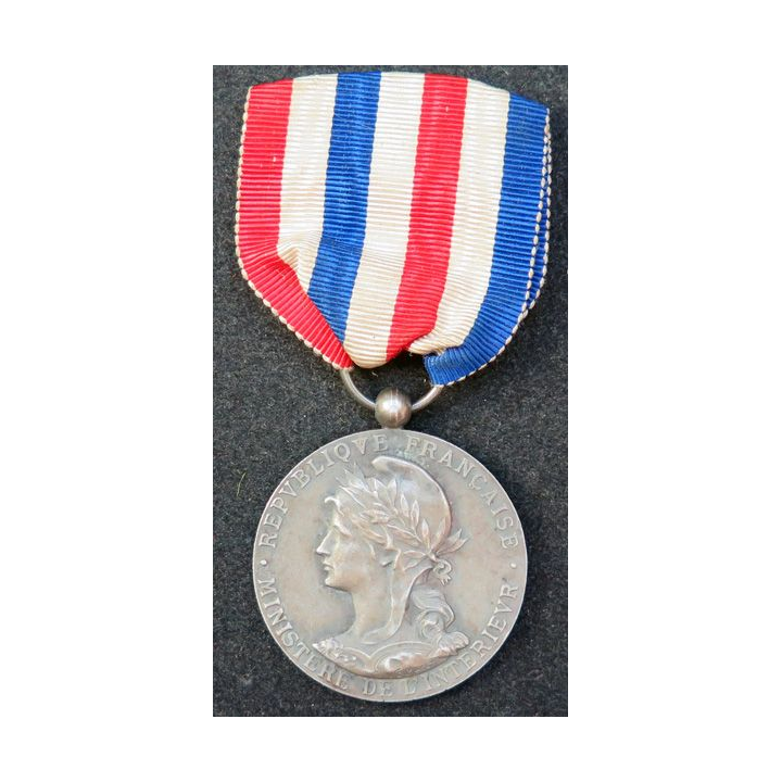 Médaille d'honneur travail dévouement ministère intérieur argent Marey
