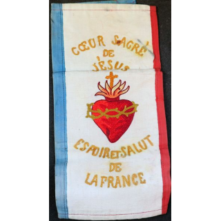 Vieux drapeau français Coeur sacré de Jésus Espoir et Salut de France