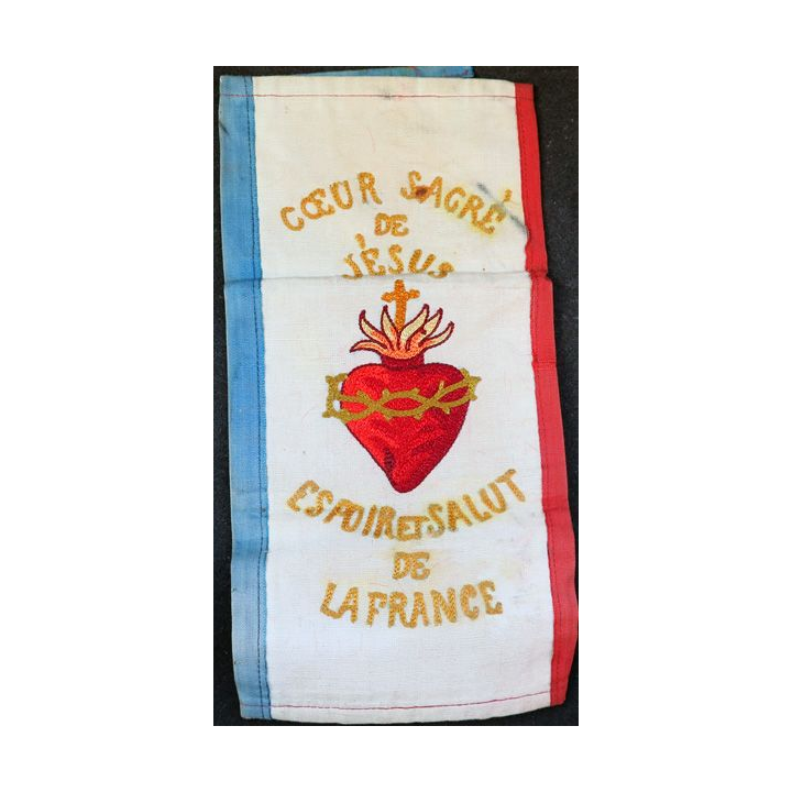 Vieux drapeau français Coeur sacré de Jésus Espoir et Salut de France