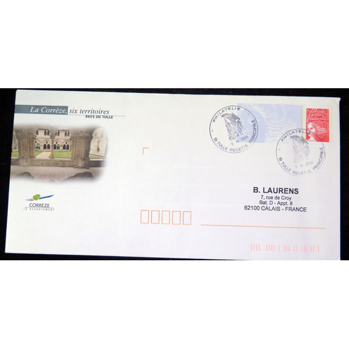enveloppe 1° jour :  La Corrèze six territoires Pays de Tulle 09 IV 2001