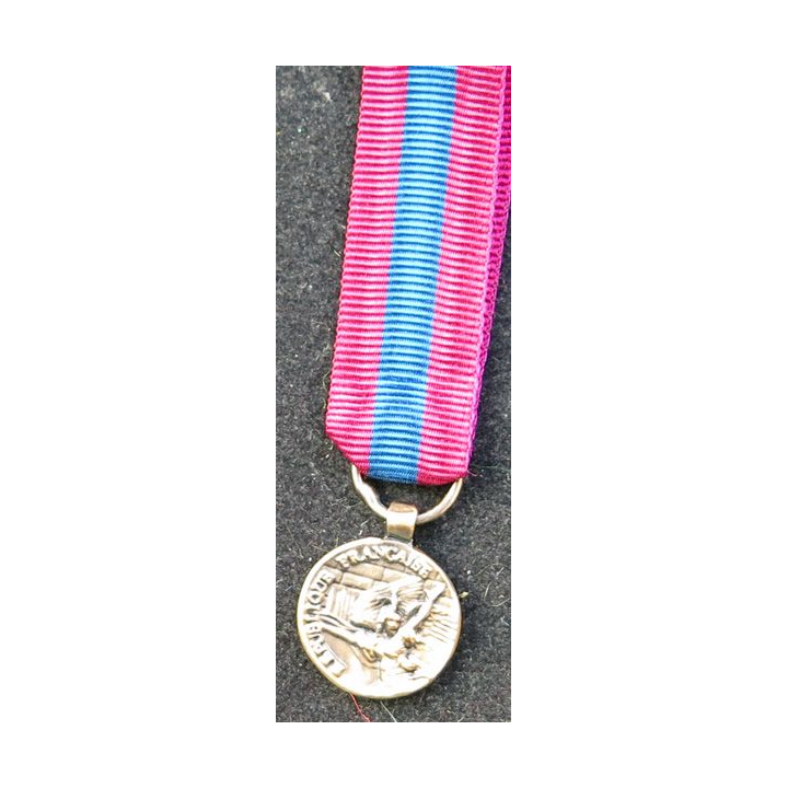 Cette médaille miniature de la défense nationale est en bronze