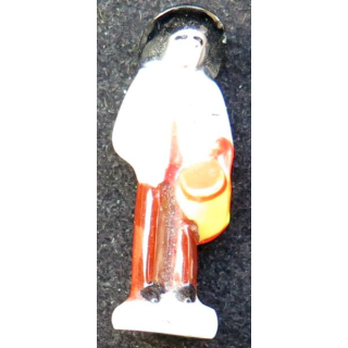Fève santon : homme au chapeau et tambourin en céramique