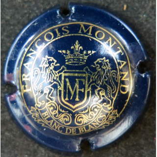 Capsule Muselet de bouteille de Blanc de Blancs MONTAND François n°1 bleu-marine et or
