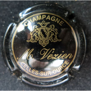 Capsule Muselet de bouteille de Champagne VEZIEN Marcel n° 12a Noir et Or
