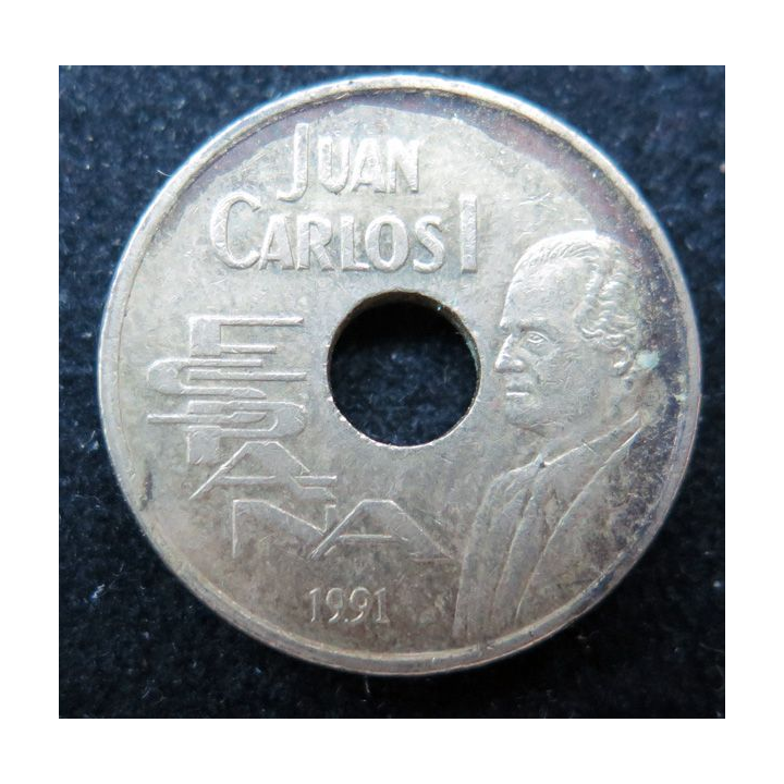 ESPAGNE : Pièce de 25 pesetas Juan Carlos I 1991 Barcelona 92