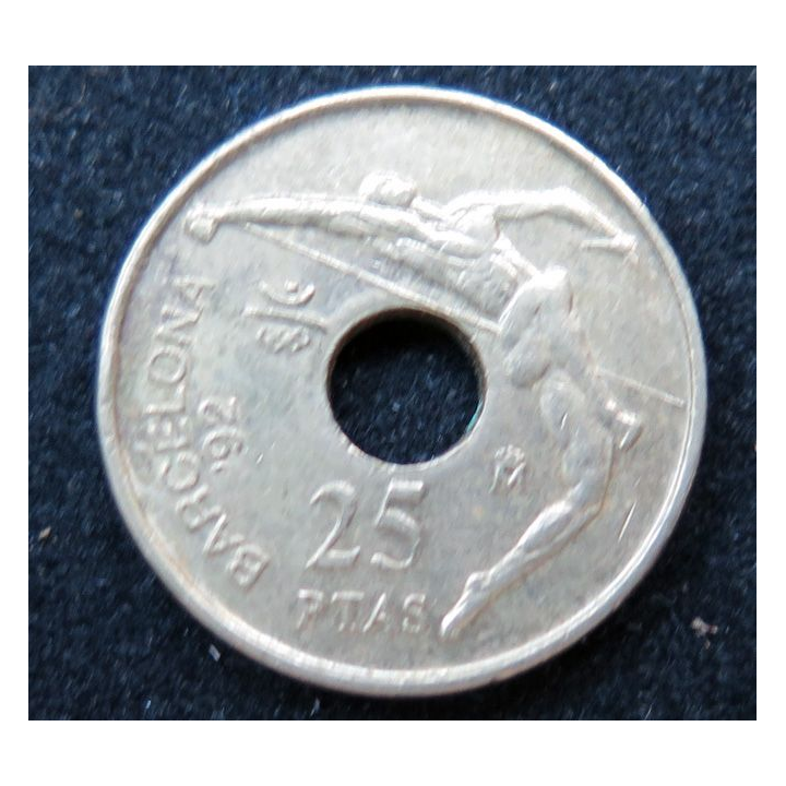 ESPAGNE : Pièce de 25 pesetas Juan Carlos I 1991 Barcelona 92