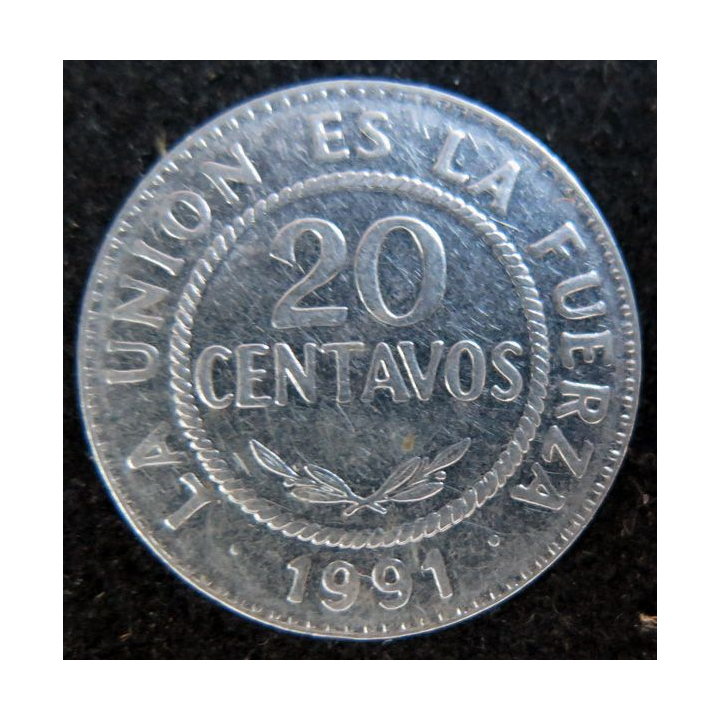 BOLIVIE : Pièce de 20 centavos 1991