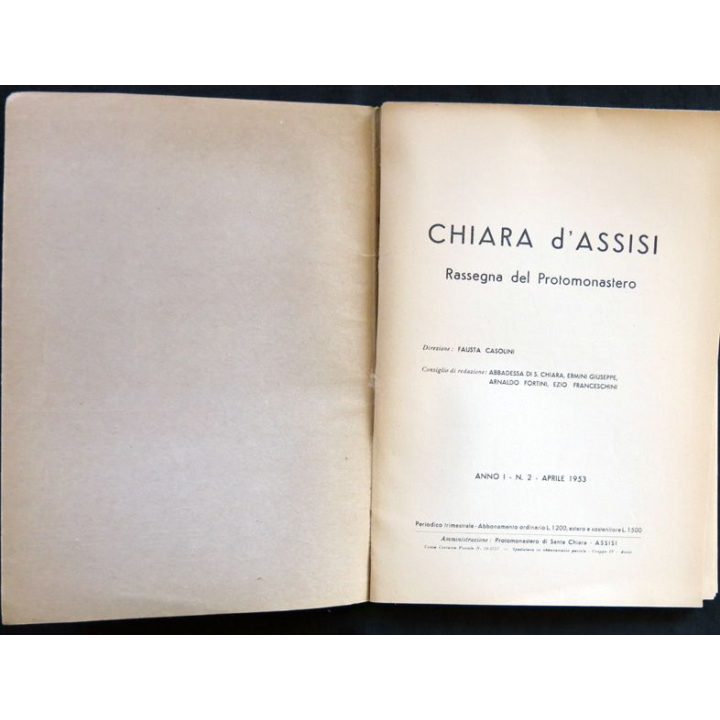 Chiara d'Assisi 1953 Rassegna del Protomonastero de Fausta Casolini