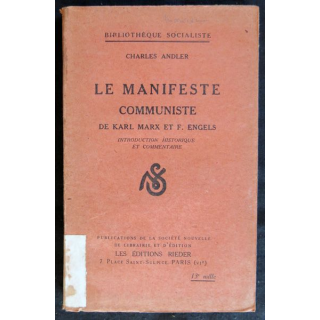 Le manifeste communiste de Charles Andler  aux éditions  Rieder