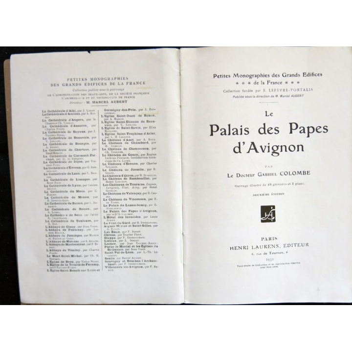 Le Palais des Papes d'Avignon de Dr Gabriel Colombe aux éditions Henri Laurens éditeur