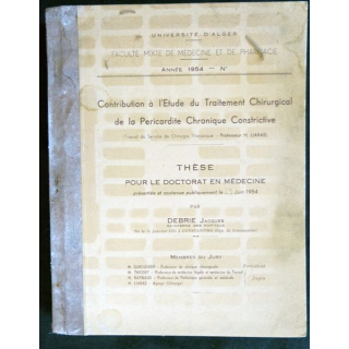 Thèse pour le doctorat en médecine (1954) de Debrie Jacques Université d'Alger