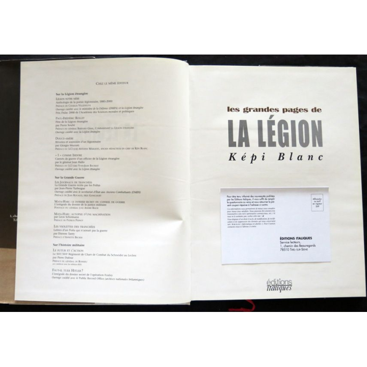 Les grandes pages de la Légion képi blanc 1947-1954 préface du Gal Bernard Graille COMLE