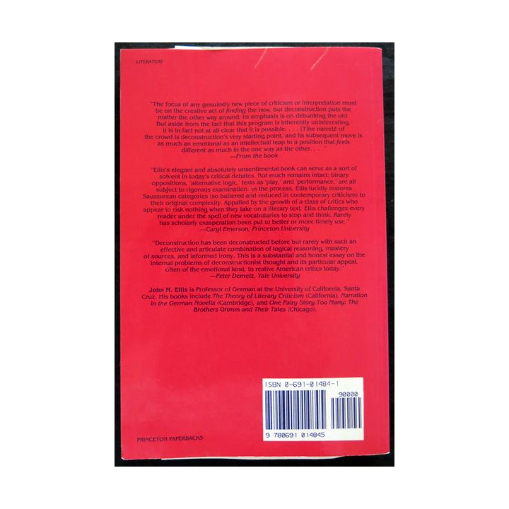 Againts deconstruction de John M. Ellis aux éditions Princeton University Press