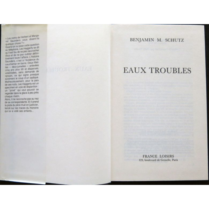 Eaux troubles de Benjamin M. Schutz aux éditions France Loisirs