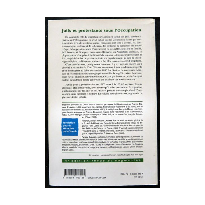 Cévennes terre de refuge 1940-1944 de Philippe Joutard aux éditions Les Presses du Languedoc