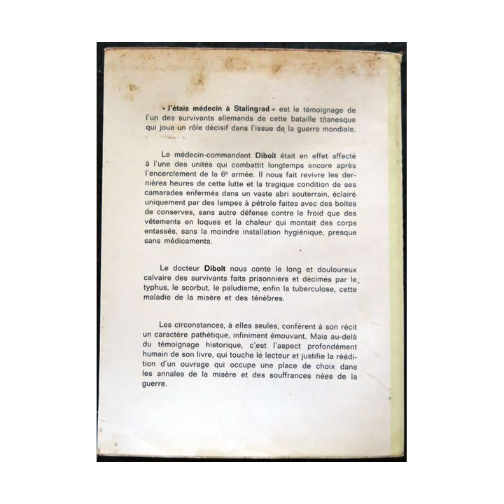 J'étais médecin à Stalingrad de Hans Dibold éditions France-Empire
