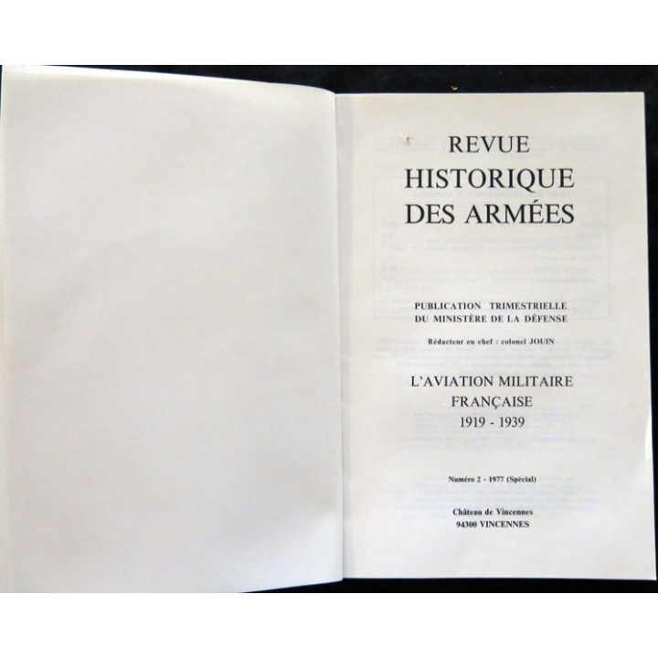 Revue Historique des Armées 4° Année - 1977 - N° 2 (Spécial)