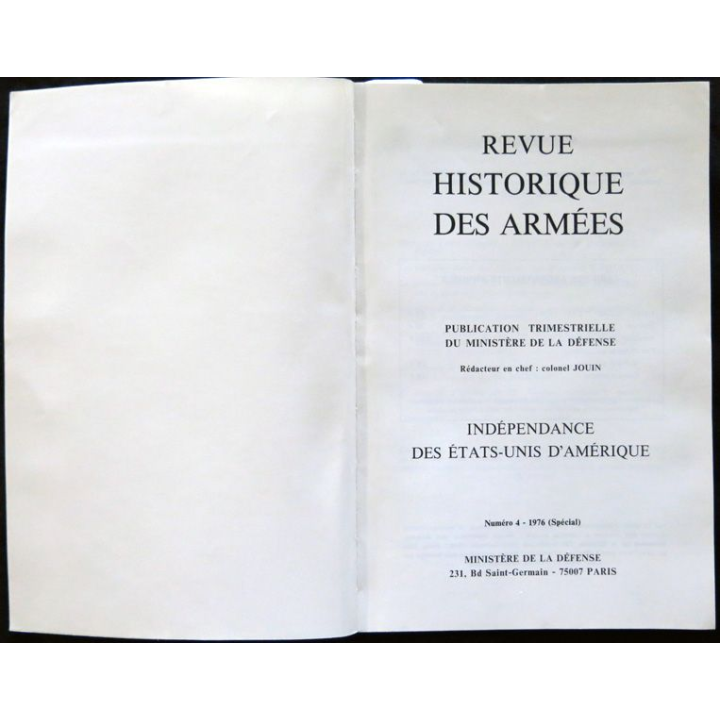 Revue Historique des Armées 3° Année - 1976 - N° 4  (Spécial)