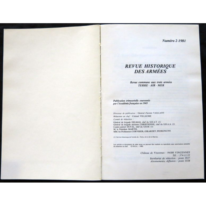 Revue Historique des Armées - 1981 - N° 2