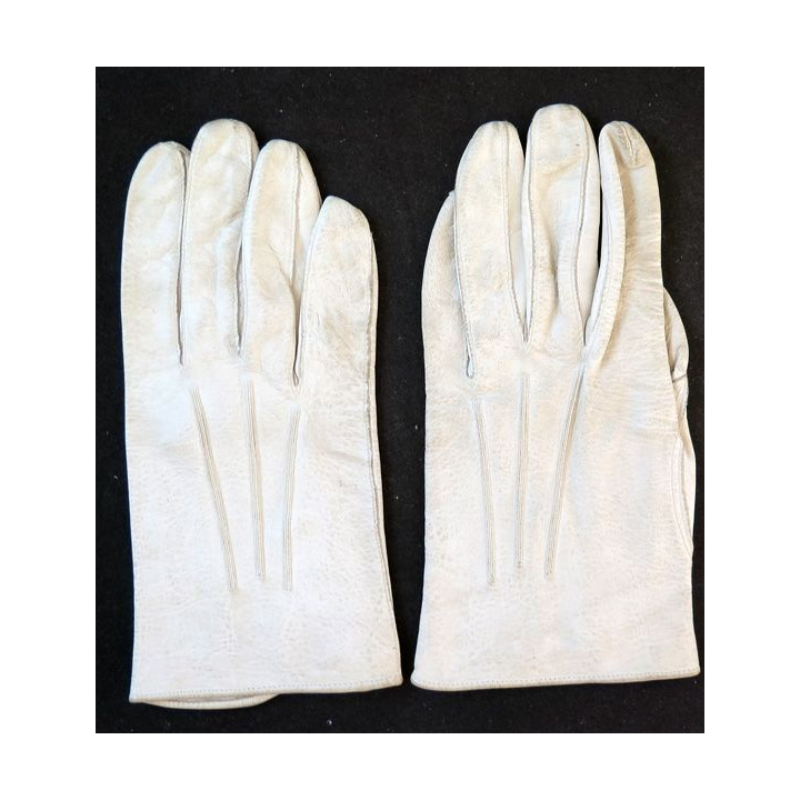Paire de Gants en cuir blanc de tenue de sortie officier taille 7 3/4 