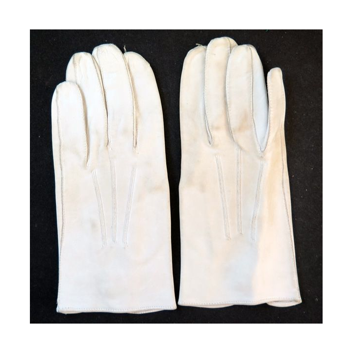 Paire de Gants en cuir blanc de tenue de sortie officier taille 8